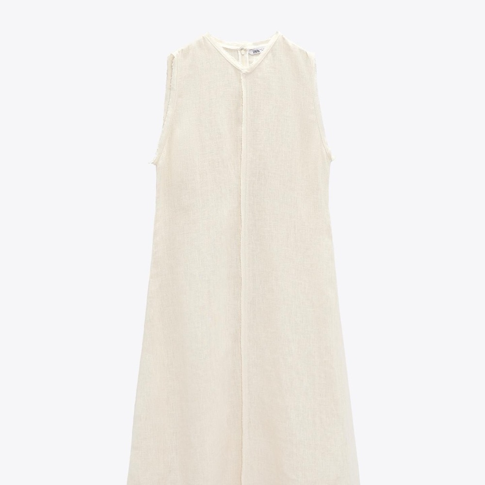 Zara Linen Cream Sleeveless Dress